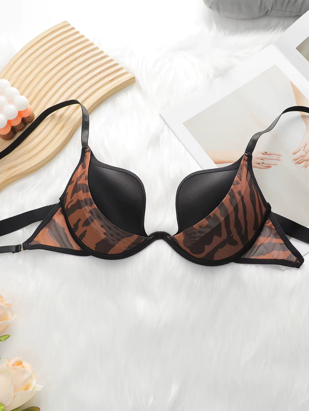 Leopard Mesh Hollow Underwear Set