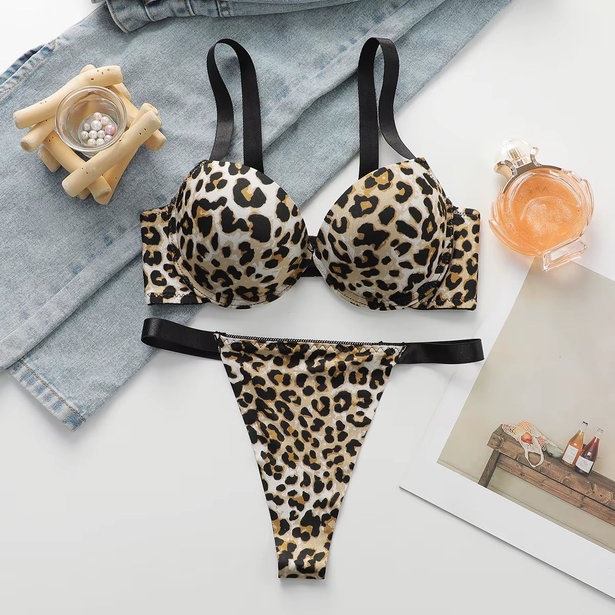 Sexy Leopard Bra with Thong Set