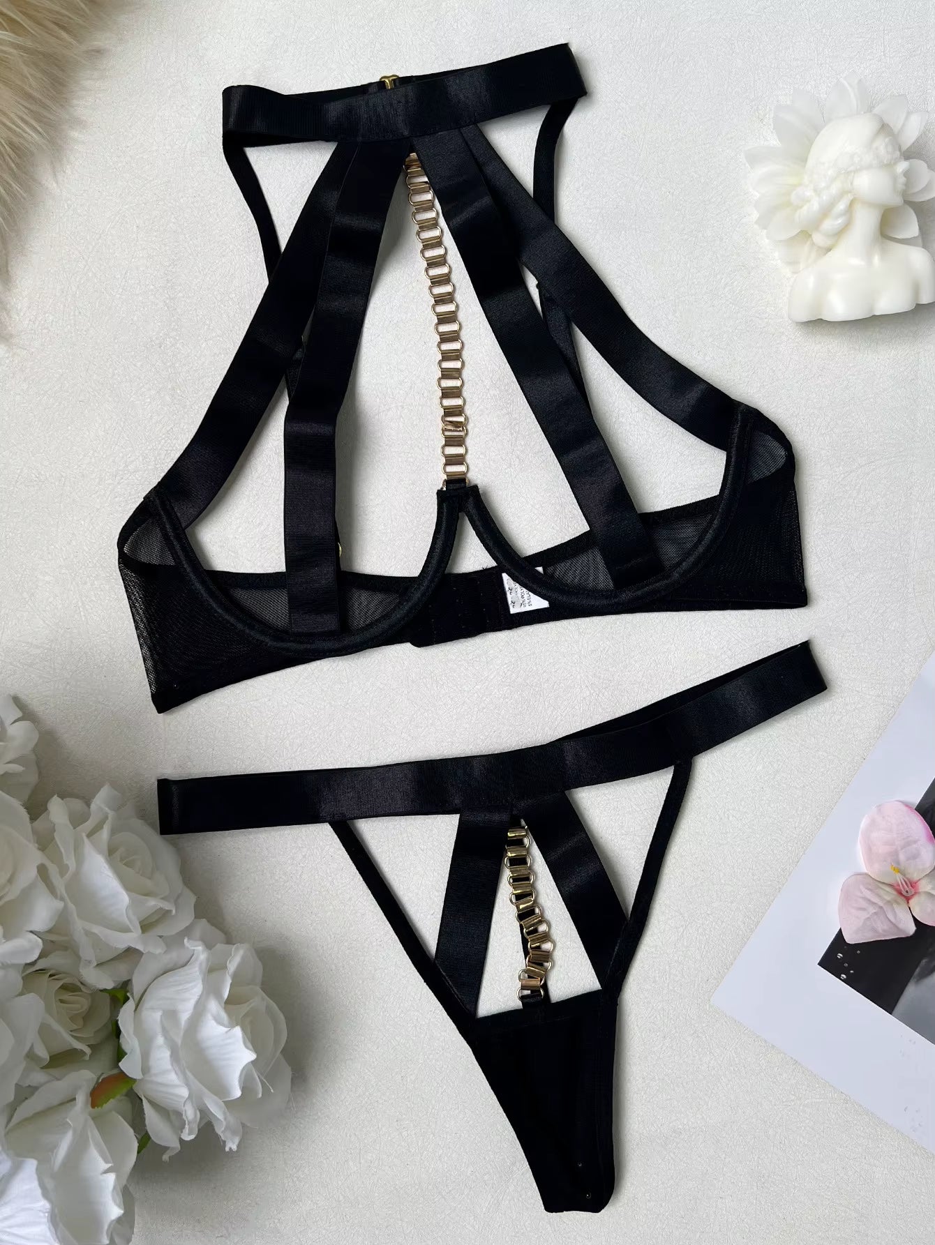Erotic Lingerie Bandage Halter Hollow Set