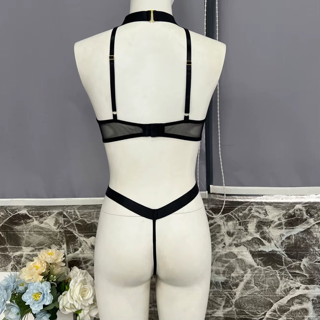 Erotic Lingerie Bandage Halter Hollow Set