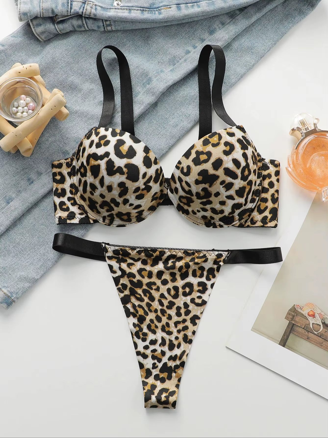 Sexy Leopard Bra with Thong Set